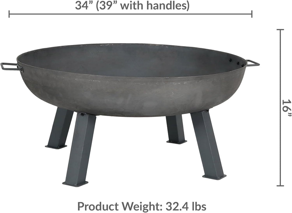 Sunnydaze Cast Iron Heavy Duty Large Fire Pit for Outside Wood Burning, 34"