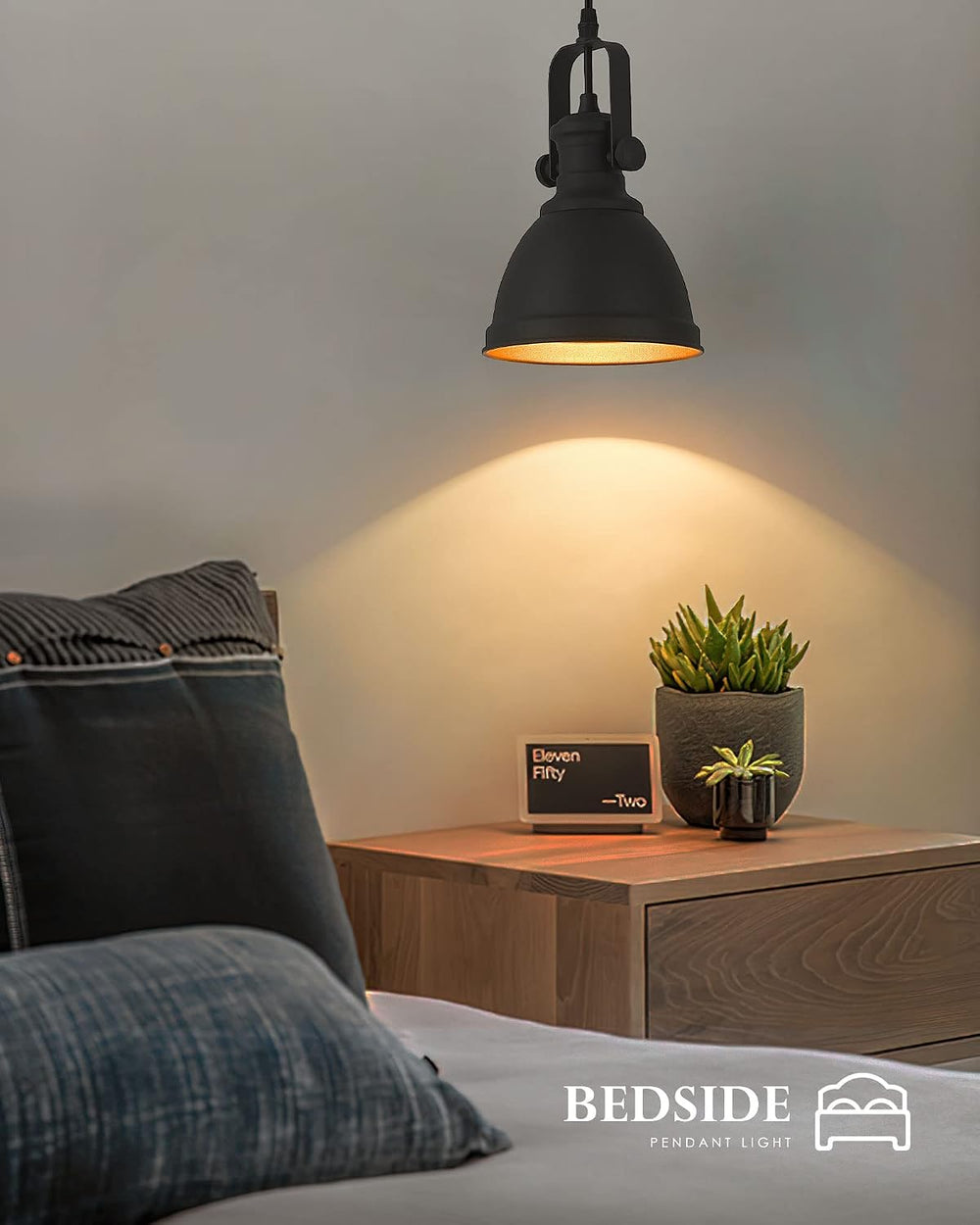 2-Pack Black Pendant Lights Kitchen Island, 6.5" Metal Shade