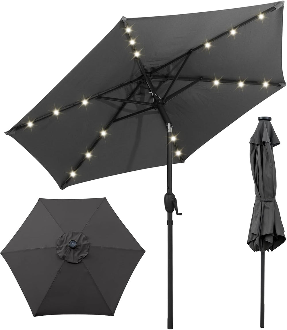 Tangkula 7.5FT Solar LED Patio Umbrella, Outdoor Heavy Duty Market Table Umbr...