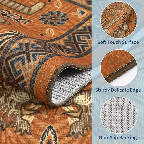 GarveeHome Tiger 6x9 Area Rugs Boho Washable Vintage Non Slip Living Room
