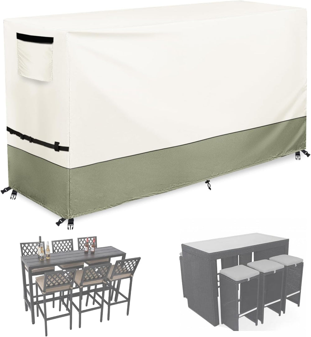 7 Piece Bar Height Patio Dining Set Cover,100% Waterproof Outdoor 60 Inch Rec...