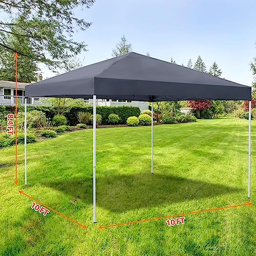 LEMY 10 x 10 FT Pop-Up Foldable Canopy Tent Pre-Assembled Adjustable Lightwei...