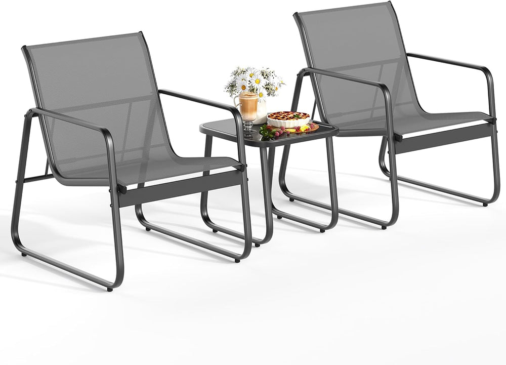 Gizoon Patio Chairs Set of 2, 3PCS Patio Furniture Set, Balcony Chair Set