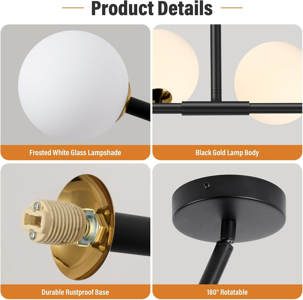 PAZALA 10-Light Black and Gold Sputnik Chandeliers, Height Adjustable Modern ...