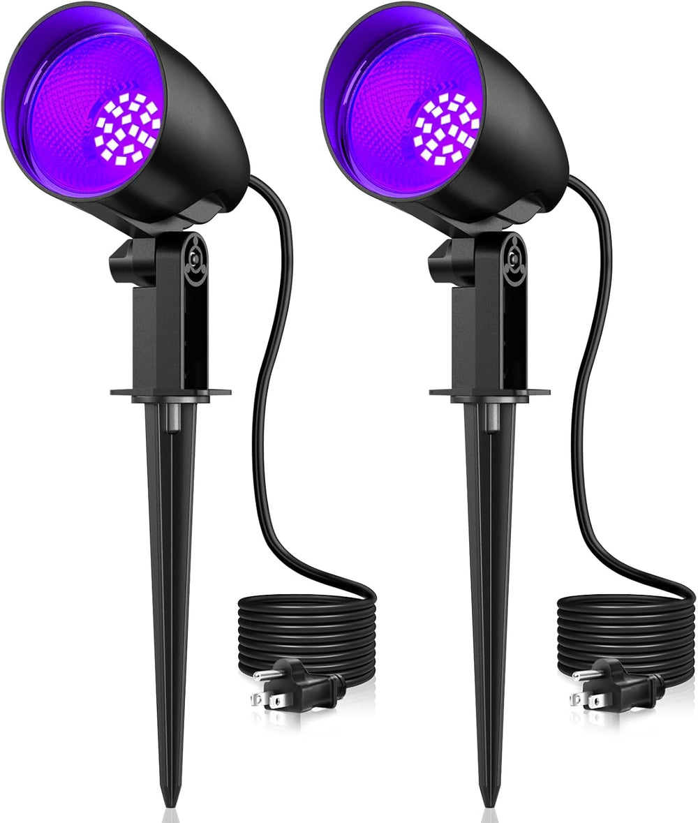 ZZXX 20W Halloween Black Light Spotlight Outdoor,IP66 Plug-in Light, 2Pack