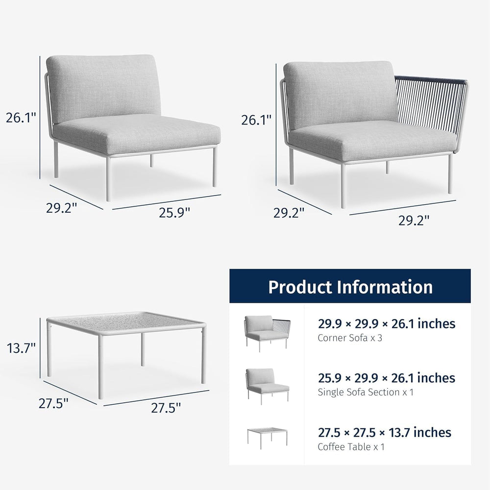 East Oak Montauk Modular 5-Piece Patio Furniture Set, Outdoor Sectional Sofa ...