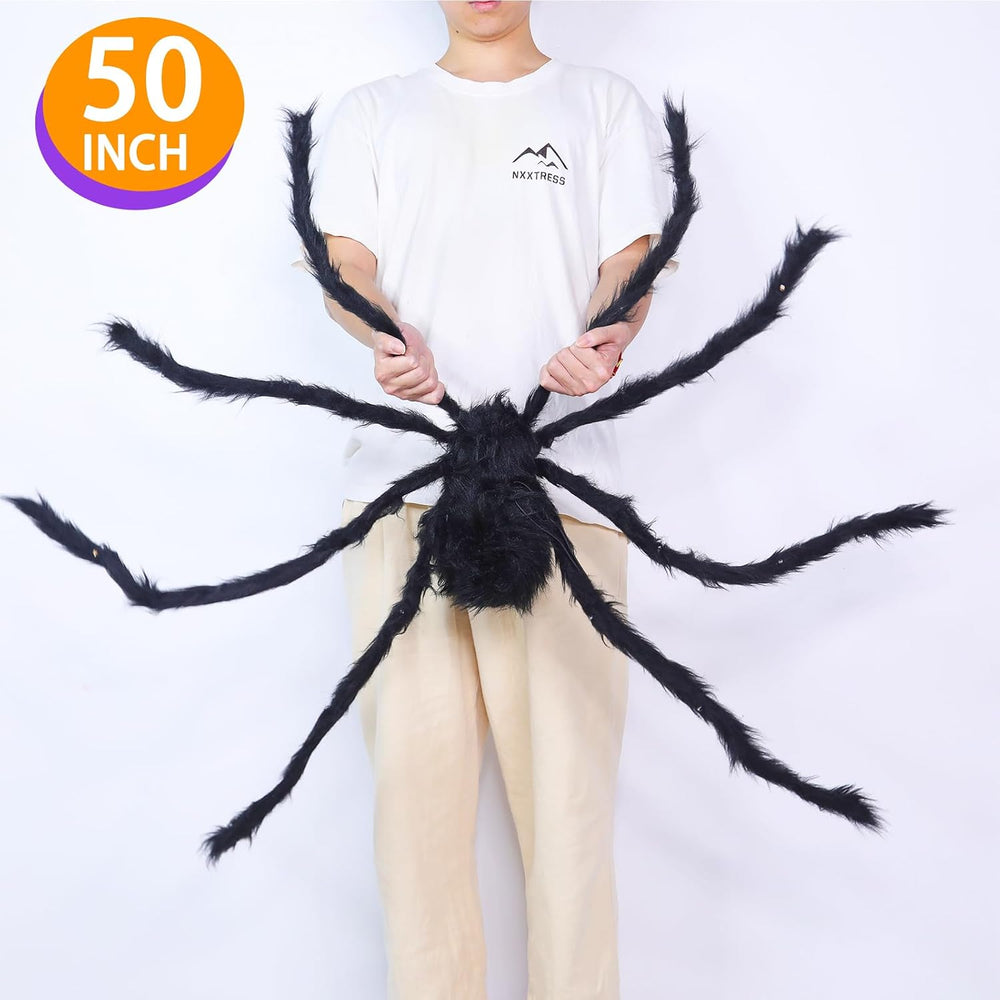 2Pack 50Inch Giant Halloween Spiders Decorations with 8 Modes 30 LED Lights