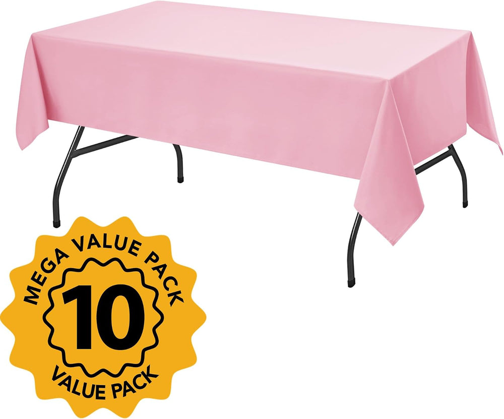 10-Pack Pink Tablecloths for Rectangle Tables, 60 x 102 Inches