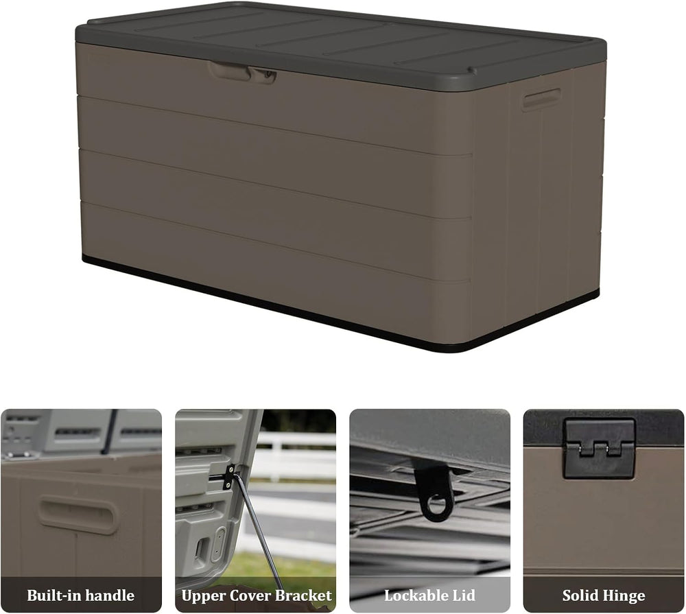 ZZM 110 Gallon Outdoor Deck Box with Wheels, Waterproof Resin Storage Cabinet...