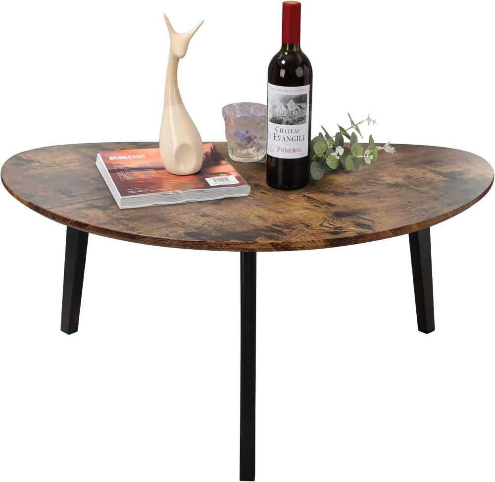Large Oval Coffee Table Espresso Wood Mid Century Modern Unique Retro Farmhou...