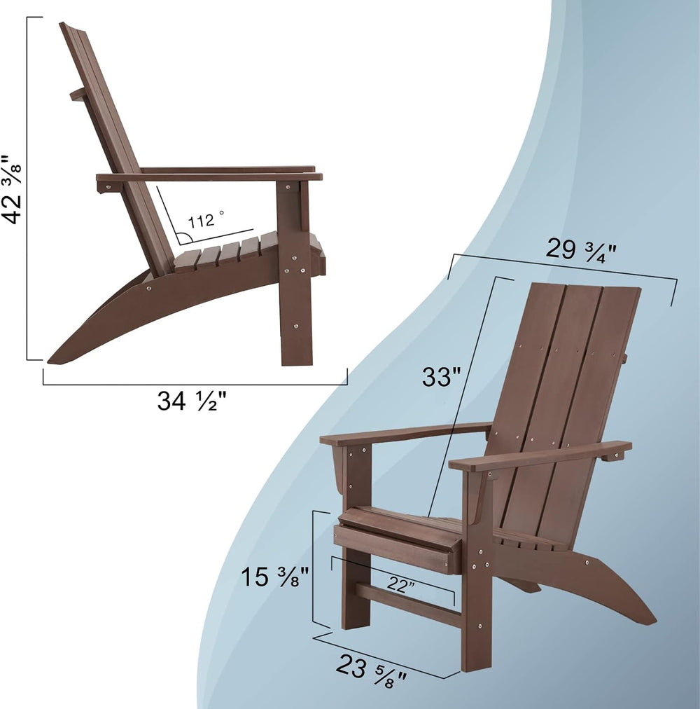 Psilvam Modern Adirondack Chairs Set of 2, Oversized,Dark Brown