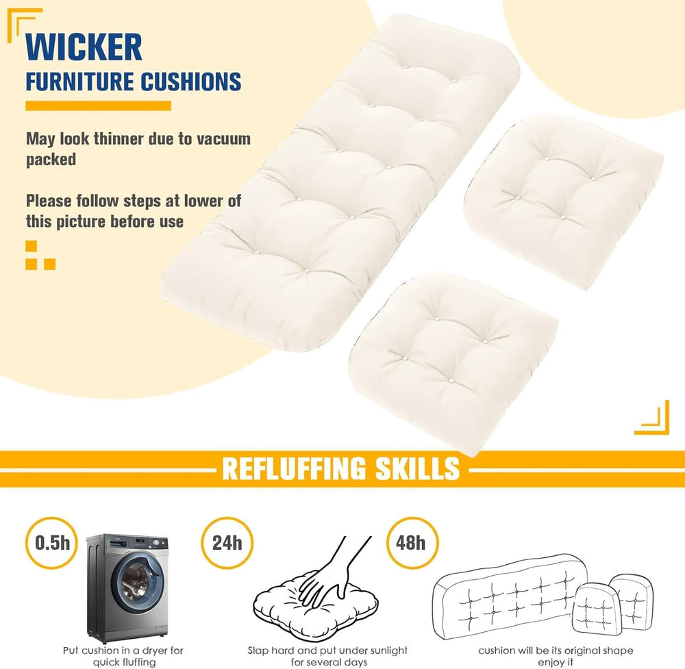 Wicker Furniture Cushions Outdoor, Patio Seat Chair Pads, Waterproof