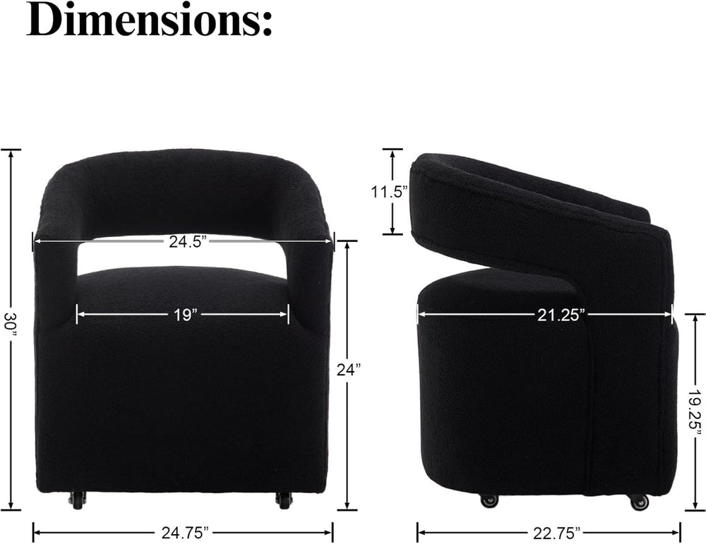 LukeAlon Sherpa Dining Chairs Set of 4, Modern 360° Swivel Kitchen Chairs wit...