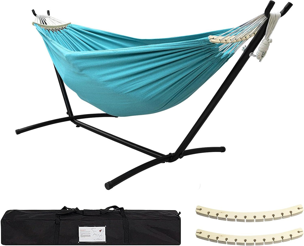 SZHLUX Double Hammock with Stand Included 450lb Capacity Steel Stand, Premium...