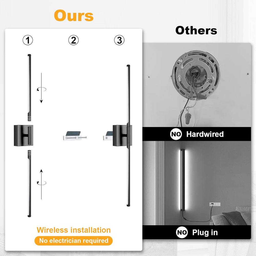 Battery Operated Wall Sconce Set of Two with Remote Control, 3000K-6000K Dimm...