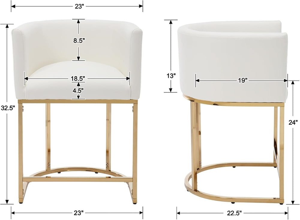 RIVOVA PU Leather Bar Stools Set of 4, Modern Upholstered Counter Height Bar ...
