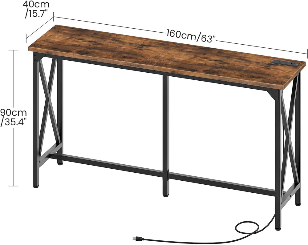 CHOEZON 63'' Bar Table, Kitchen Dining Table with Power Outlet and Fo...