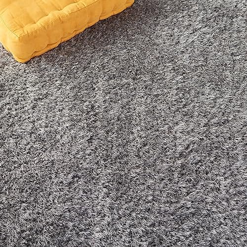 SAFAVIEH Luxe Shag Collection Area Rug - 9' x 12', Grey, Handmade Gla...