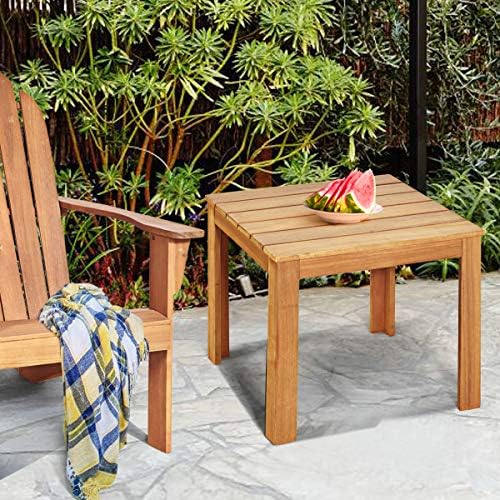 Giantex Outdoor Side Table, Acacia Wood Adirondack Table W/Oil Finished, 220l...