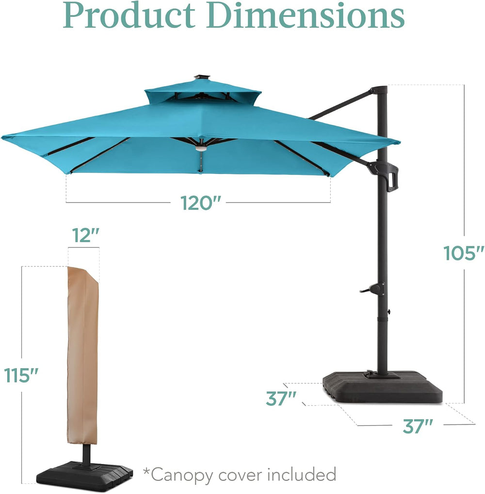 Best Choice Products 10x10ft Cantilever Patio Umbrella w/Base Included, Solar...