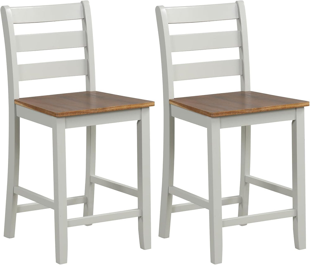 COSTWAY 24'' Wooden Counter Height Chairs Set of 2 with Ladder Back S...