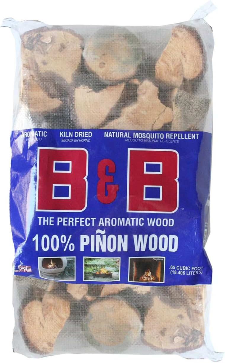 B&B Charcoal Piñon Mini Logs – 0.65 cu. ft. Pack, 18 lbs of 100% Natural ...