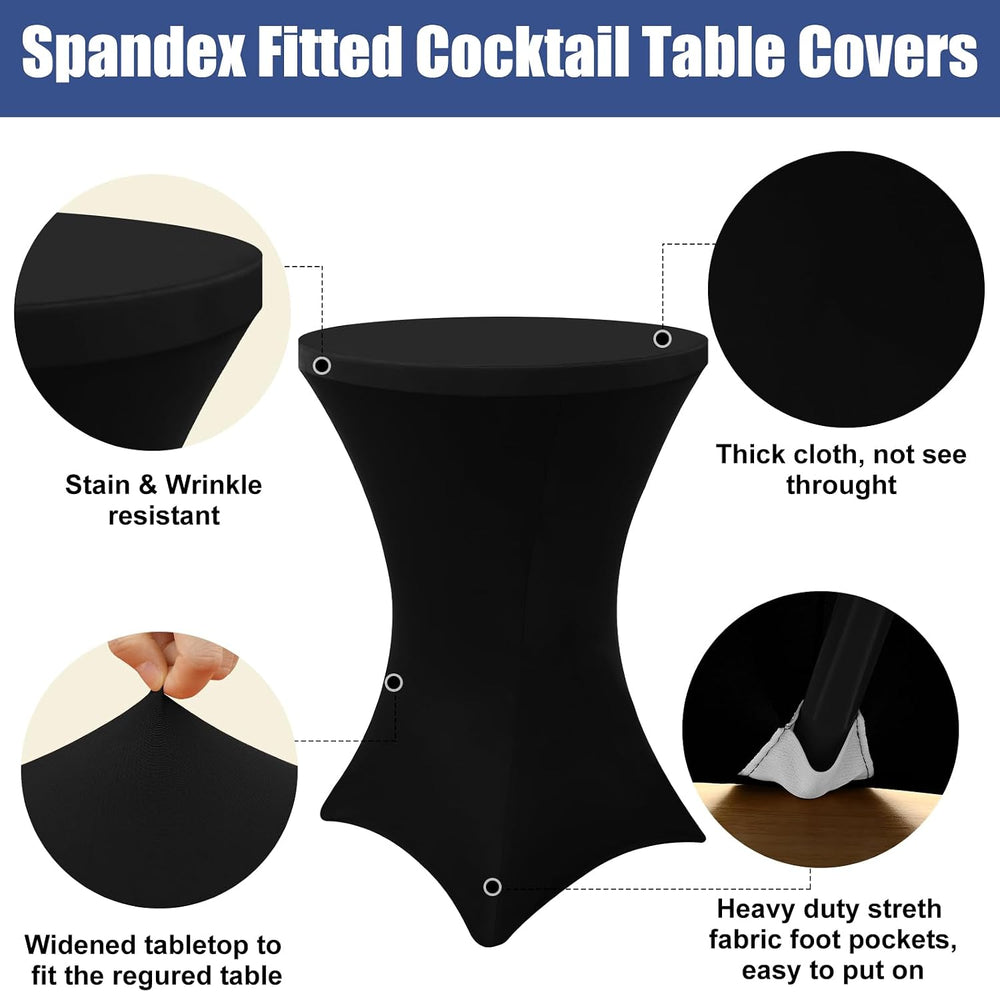 Moosfor Spandex Cocktail Table Covers 4 Pack, Elastic Fitted Stretch Table Cl...