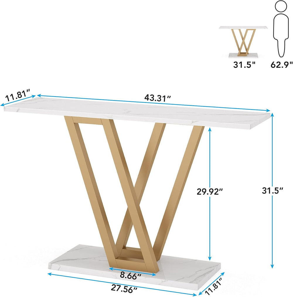 Tribesigns Gold Console Table, Modern Hallway Table for Entryway, 43 Inch Ent...