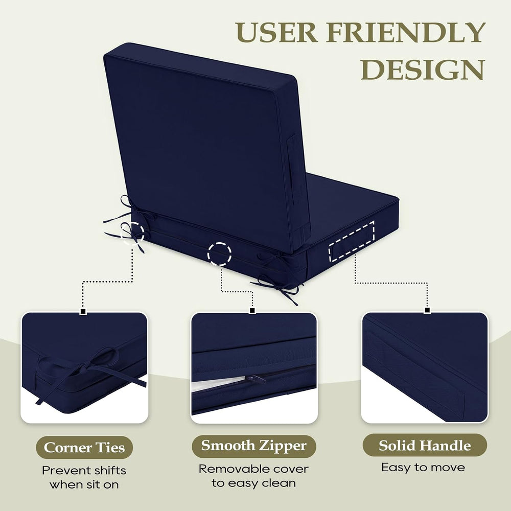 Wellsin Outdoor Deep Seat Patio Cushions, 24 x 24 Waterproof & 3-Year Fad...