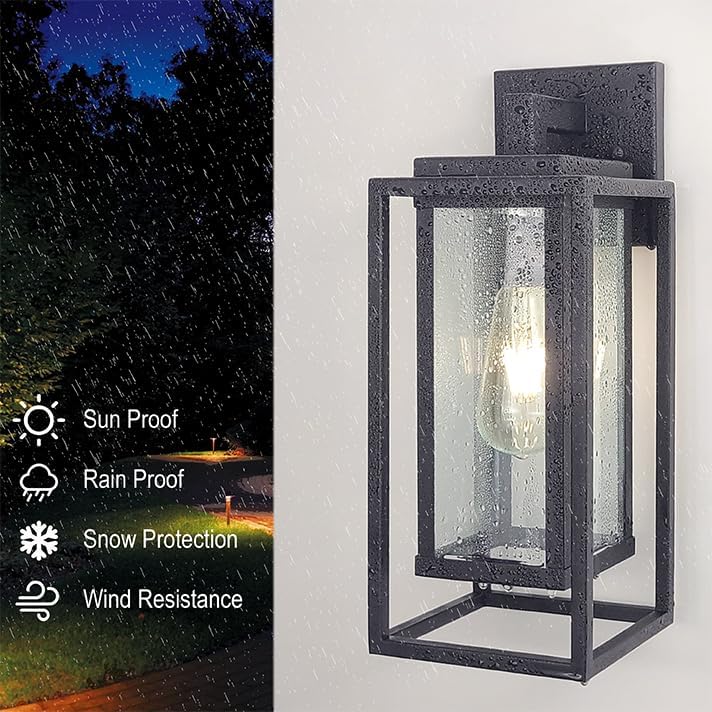 14" Double Cage Outdoor Wall Light, 2Pack Exterior Lantern Sconce
