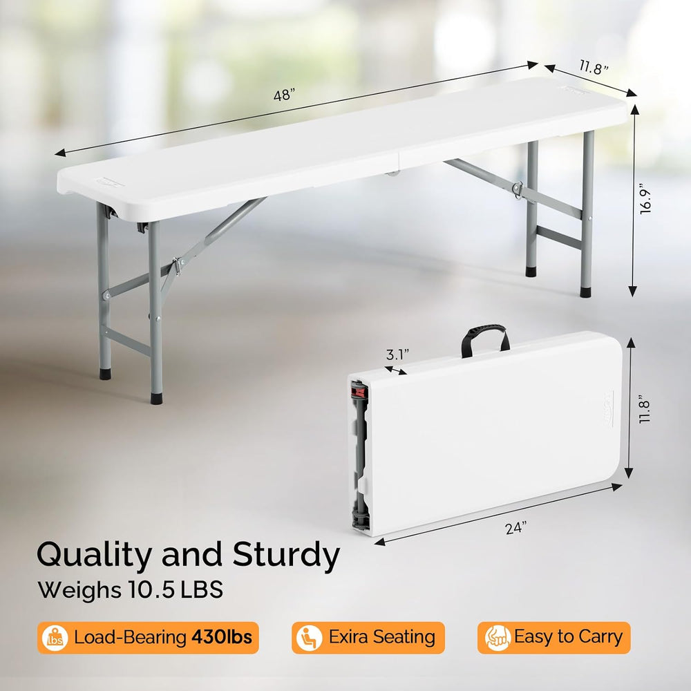 VINGLI 4 feet Plastic Folding Bench,Portable in/Outdoor Picnic Party Camping ...