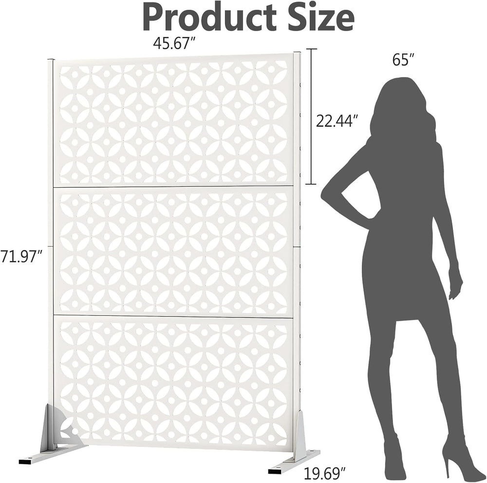 Metal Outdoor Privacy Fence 72" H×45.7" W Balcony Privacy Screen