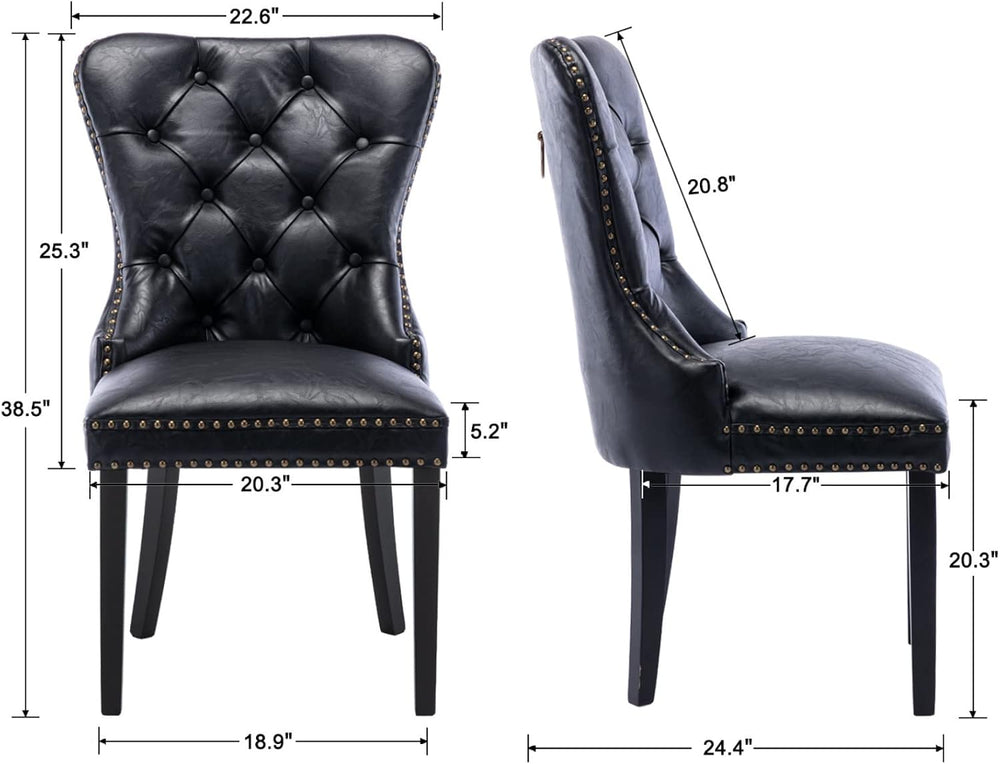 EALSON Modern Black Dining Chairs Set of 8 Mid Century Leather Dining Room Ch...
