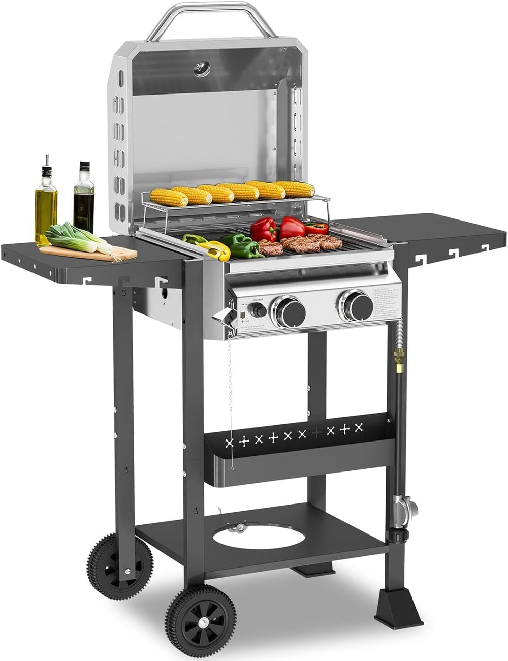 COWSAR 2-Burner Propane BBQ Grill 16000 BTU Stainless Steel Gas Grill
