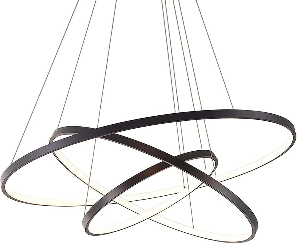 LightInTheBox Modern LED Pendant Light 3 Ring Chandeliers Black Circle Pendan...