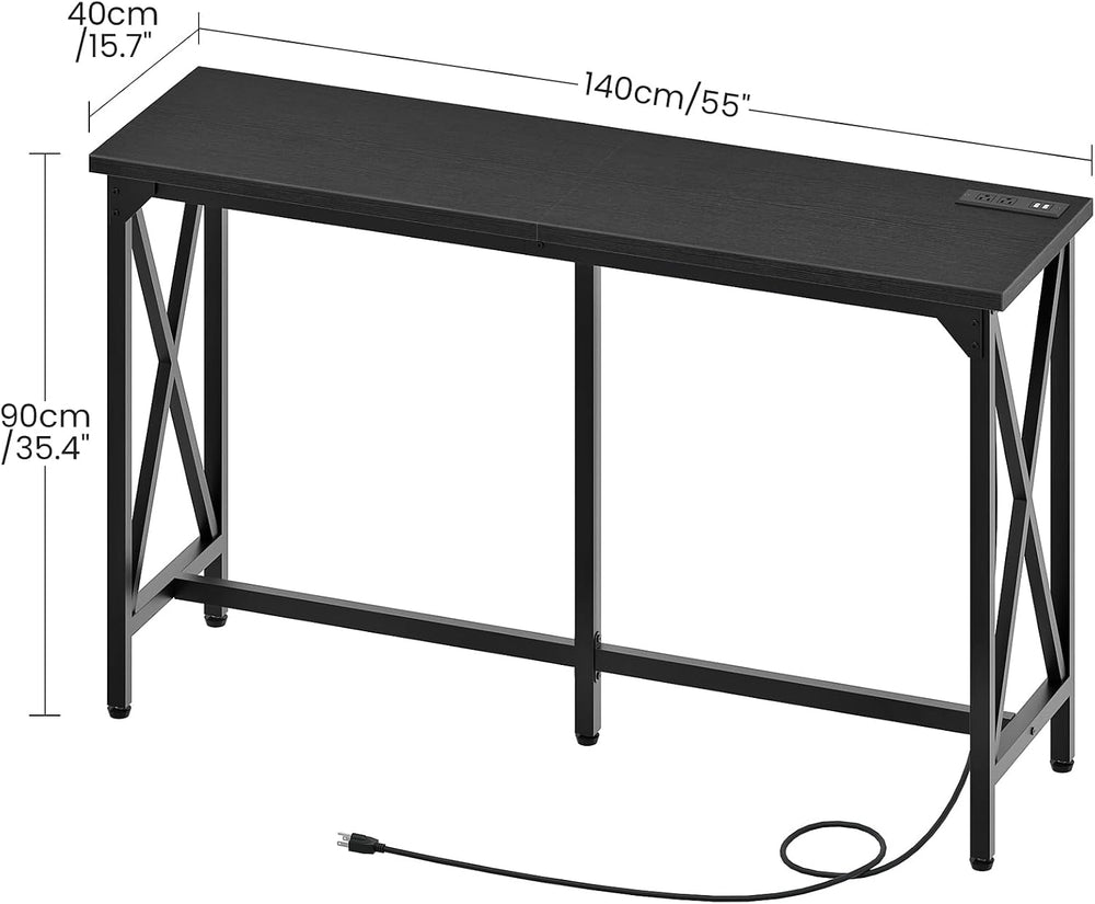 CHOEZON 55'' Bar Table, Kitchen Dining Table with Power Outlet and Fo...