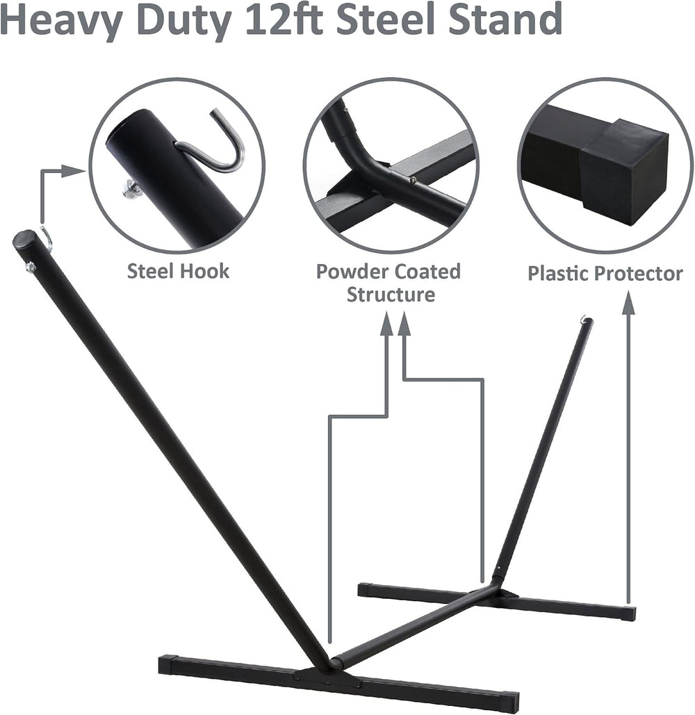SUNCREAT Heavy Duty Hammocks with Stands Included, 475 lbs Capacity, Navy