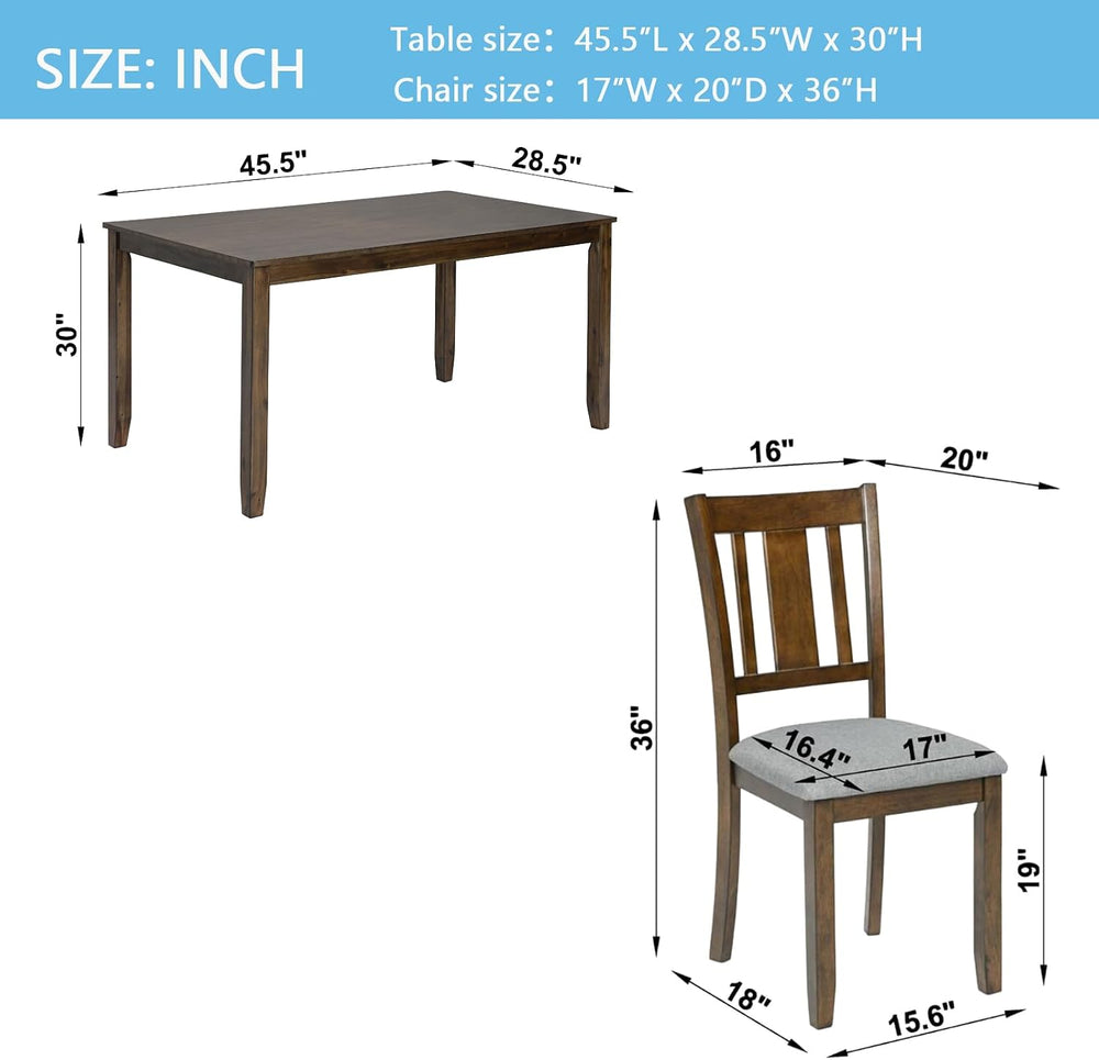 RuiSiSi Farmhouse 5 Piece Dining Table Set for 4, Solid Wood Rustic Kitchen T...