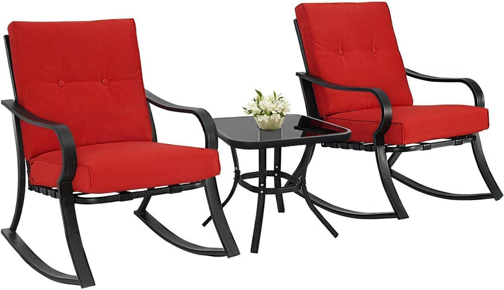 Oakcloud Oakmont Outdoor Furniture 3 Piece Conversation Bistro Set Rocking Ch...