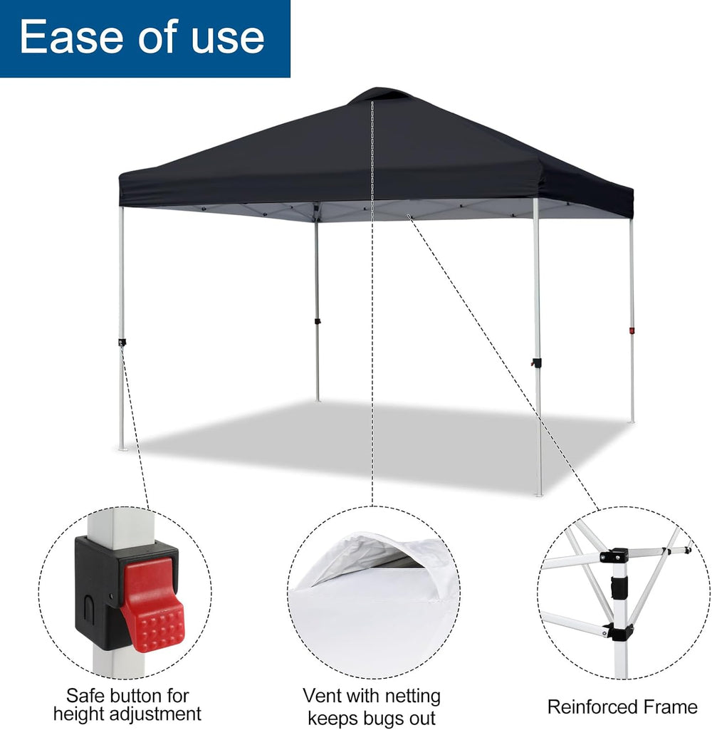 VINGLI 10x10 Pop Up Canopy Tent with Carry Bag and Sandbags, Outdoor Gazebo C...