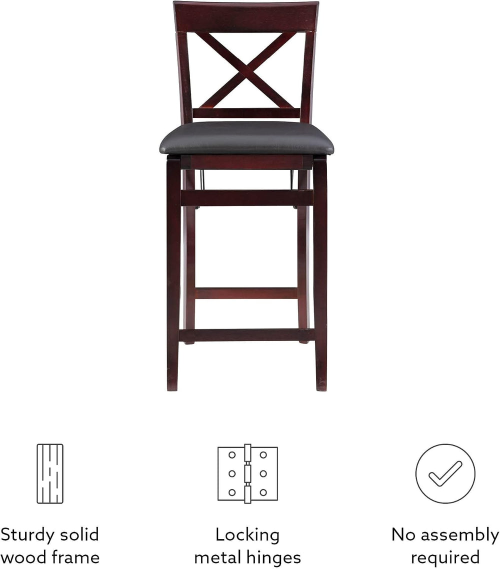 Linon Triena X Back Folding Counter Stool, Brown