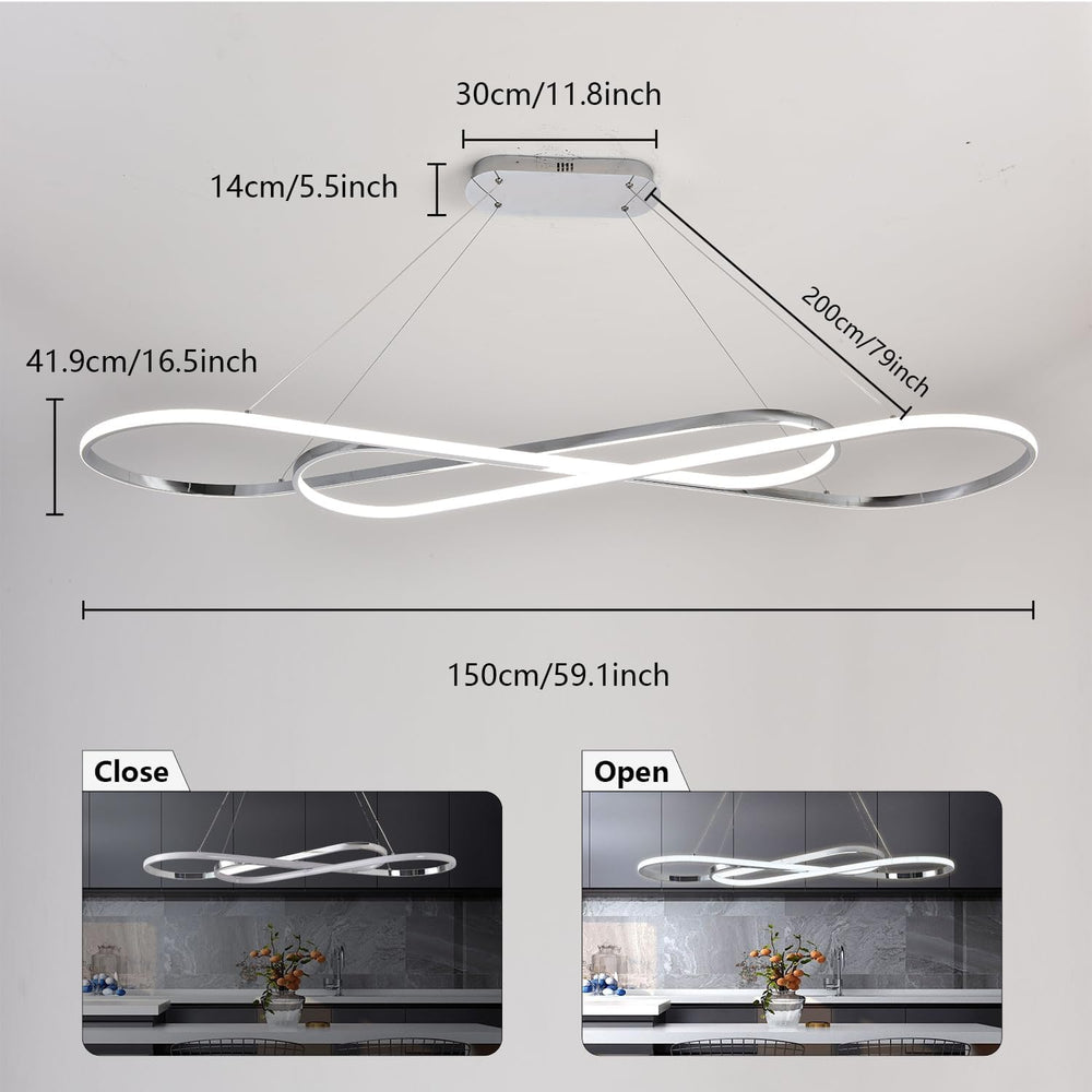 59.06in Led Chandelier Large Modern Led Pendant Light Fixture Dimmable with R...