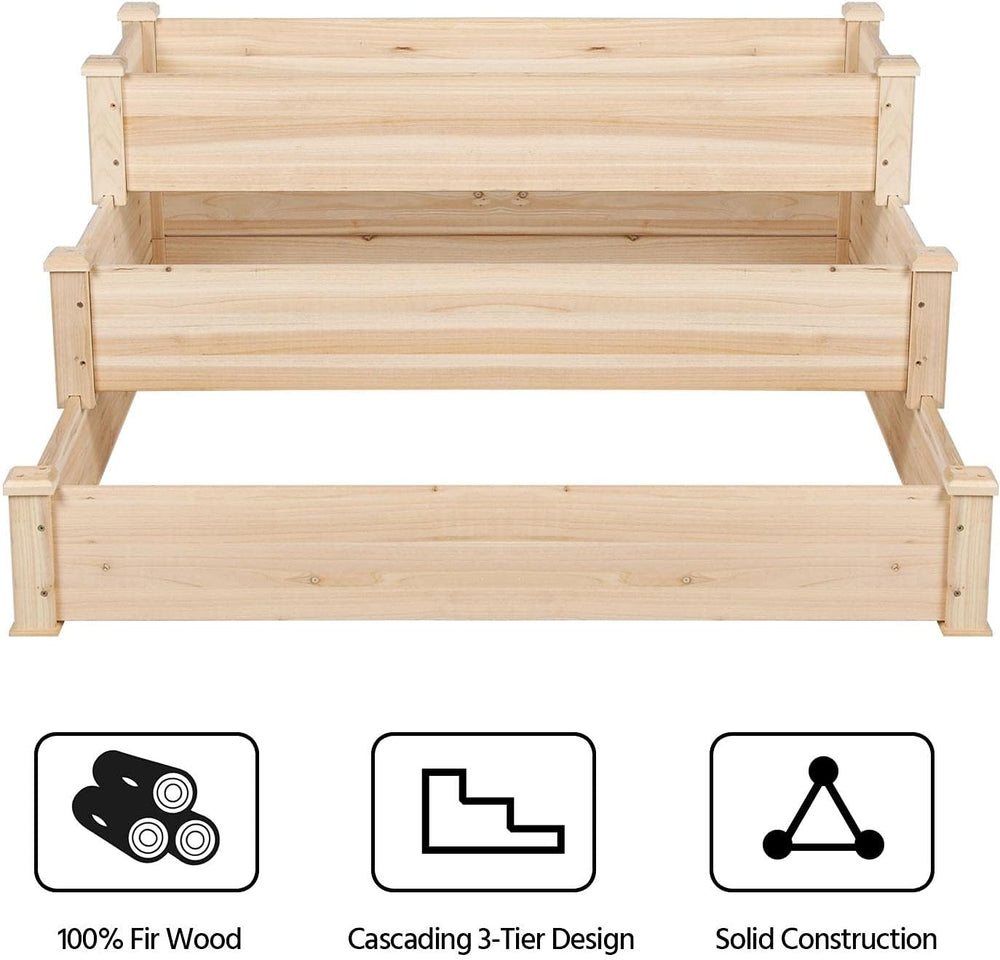 Yaheetech 3 Tier 47 x 47 x 22in Raised Garden Bed Horticulture Outdoor Elevat...