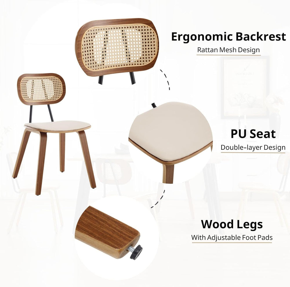 HEAH-YO Modern Dining Chairs Set of 2, Upholstered Faux Leather Dining Room C...