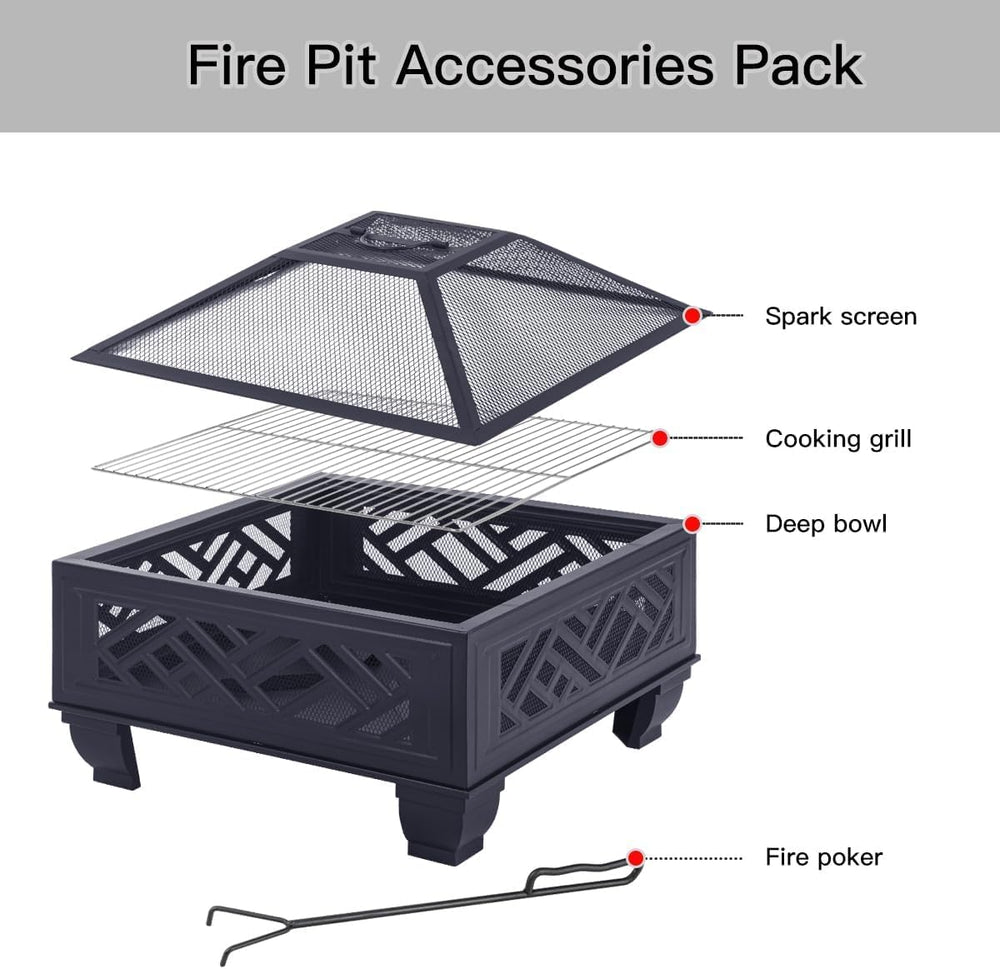 Breezz Wood-Burning Fire Pit with Grill, 26 in