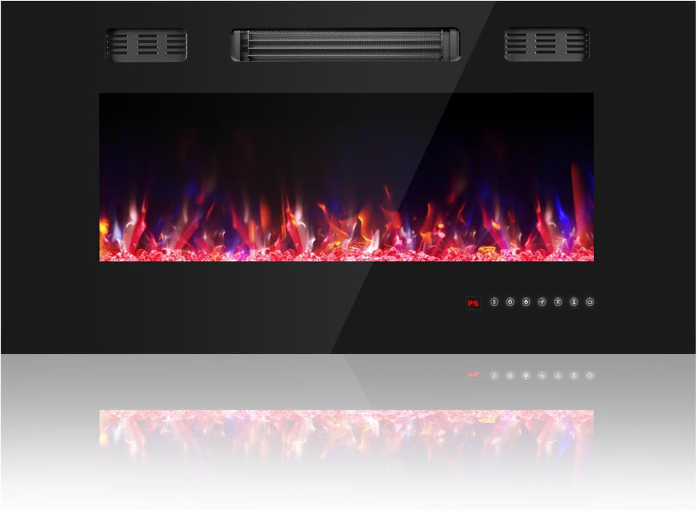 36 Inch Electric Fireplace with Crystal, Electric Fireplaces Insert, Wall Mou...