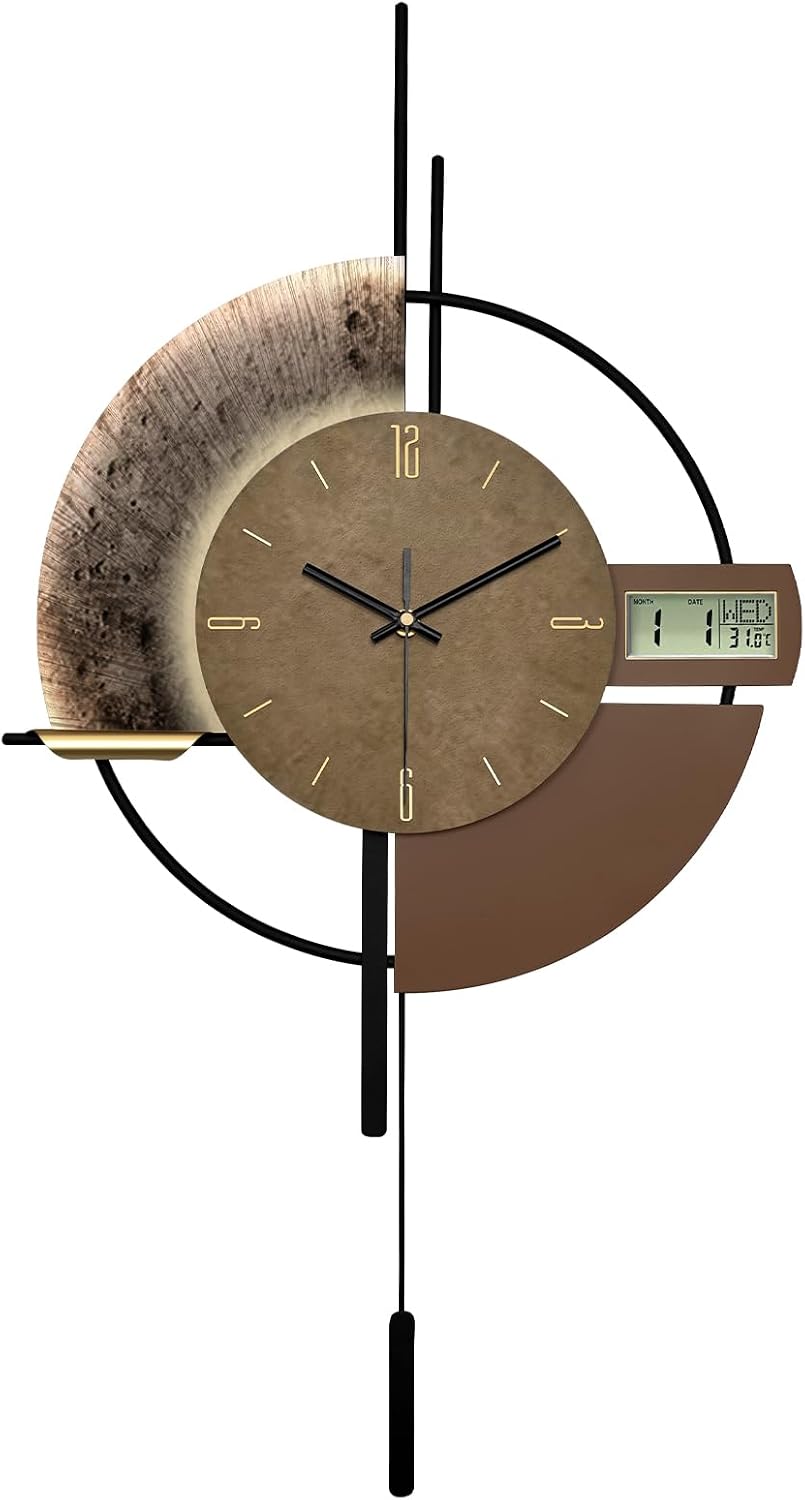 Large Wall Clocks Decorative with Temperature Display℃, Silent Unique Wall Cl...