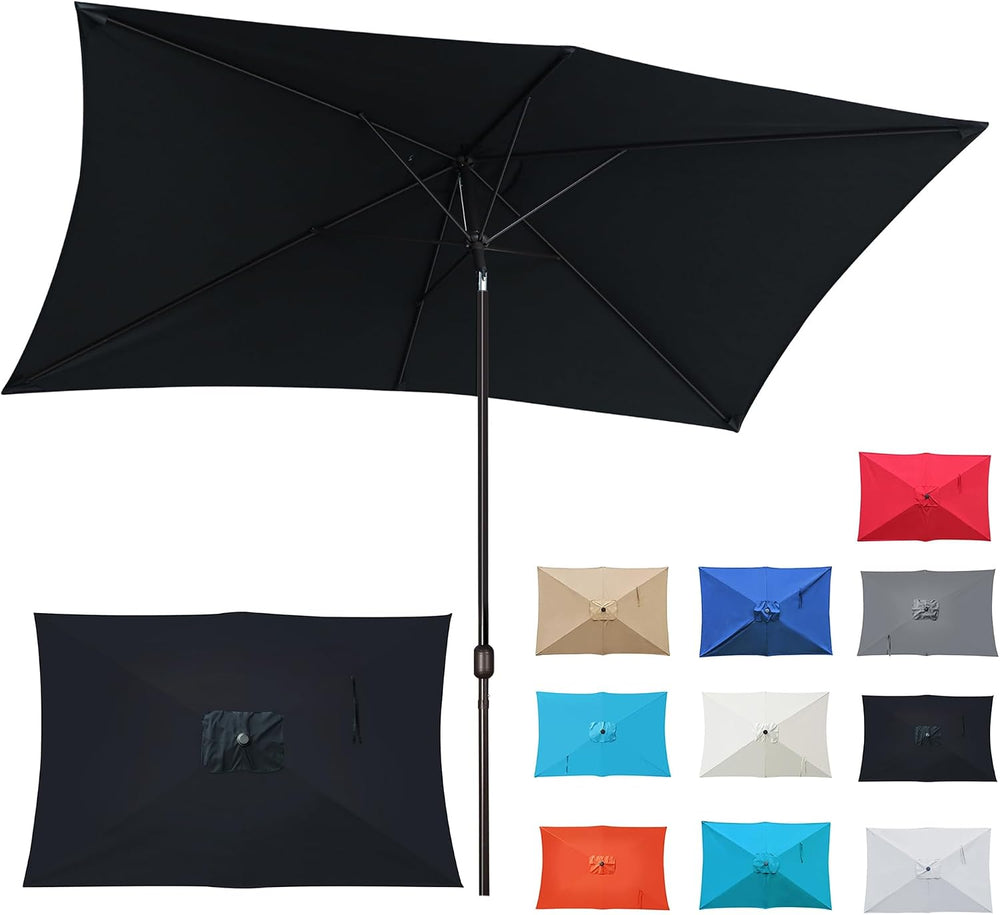 Blissun Rectangular Patio Umbrella, Table Market Umbrella with Tilt and Crank...