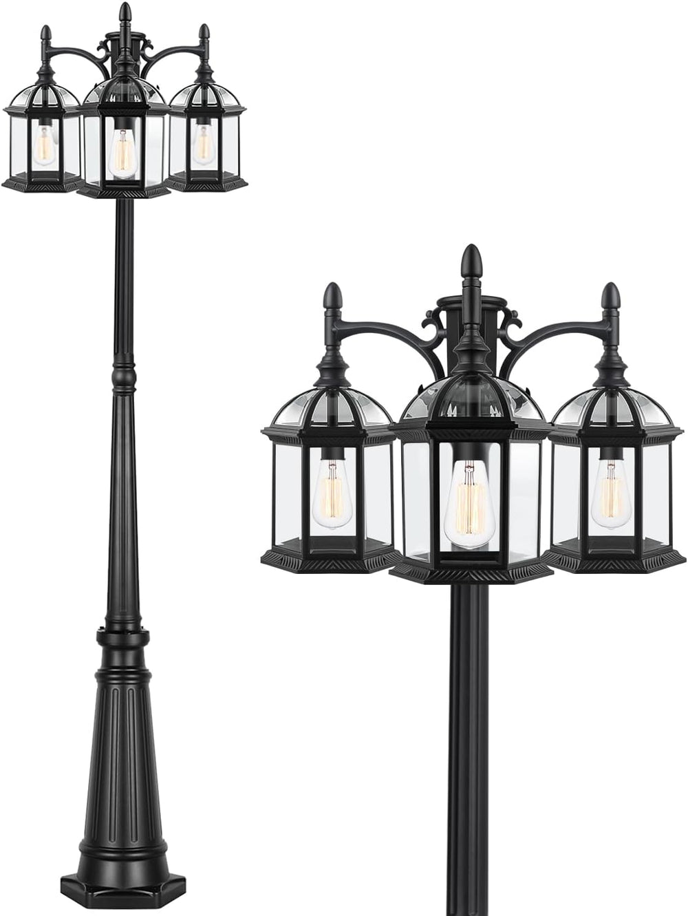 Aluminum Outdoor Lamp Post Birdcage, Hardwired Street Light Post for Outside,...