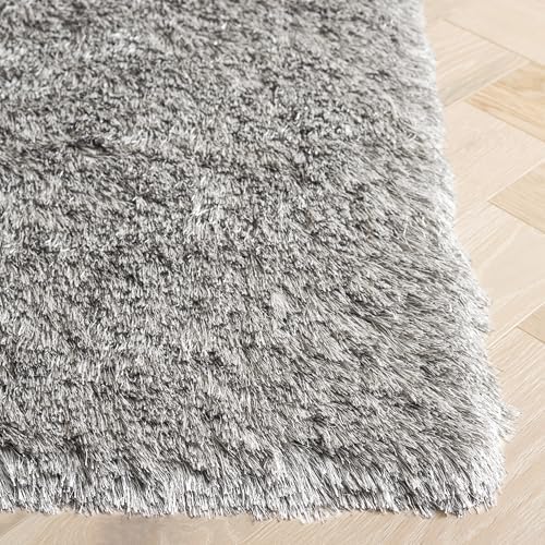 SAFAVIEH Area Rug 5x7 - Paris Shag Collection - Silver, Handmade, Soft Flowin...